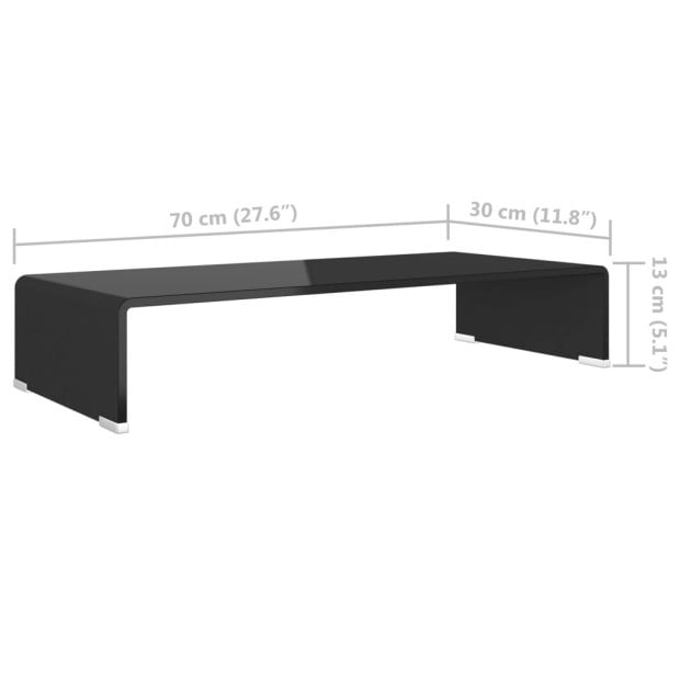 Tv Stand/monitor Riser Glass Black 70x30x13 Cm Image 6
