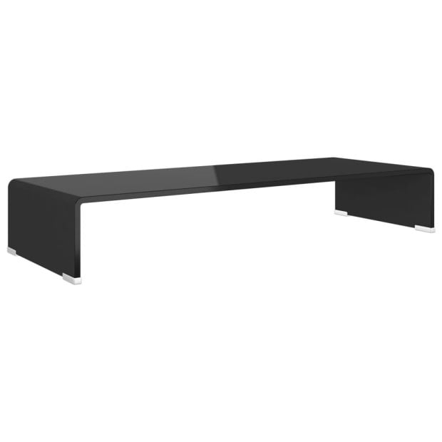 Tv Stand/monitor Riser Glass Black 80x30x13 Cm Image 2