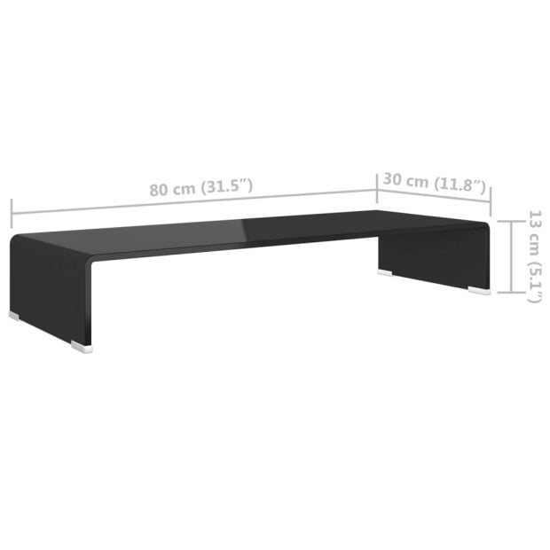 Tv Stand/monitor Riser Glass Black 80x30x13 Cm Image 6