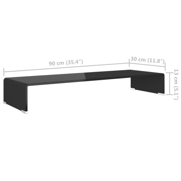 Tv Stand/monitor Riser Glass Black 90x30x13 Cm Image 6