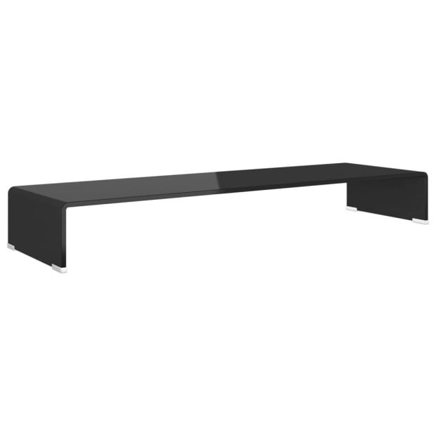 Tv Stand/monitor Riser Glass Black 100x30x13 Cm Image 2
