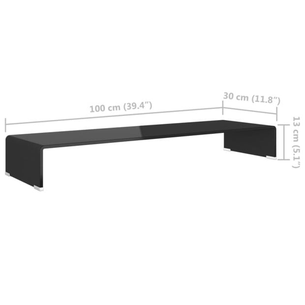 Tv Stand/monitor Riser Glass Black 100x30x13 Cm Image 6