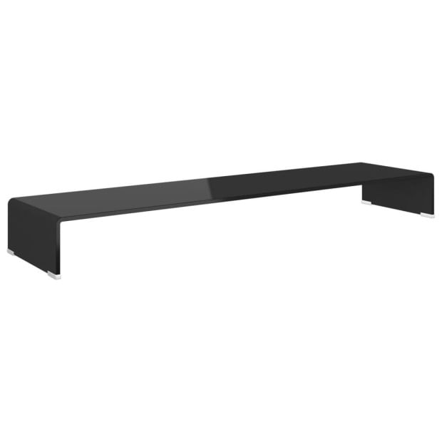 Tv Stand/monitor Riser Glass Black 120x30x13 Cm Image 2