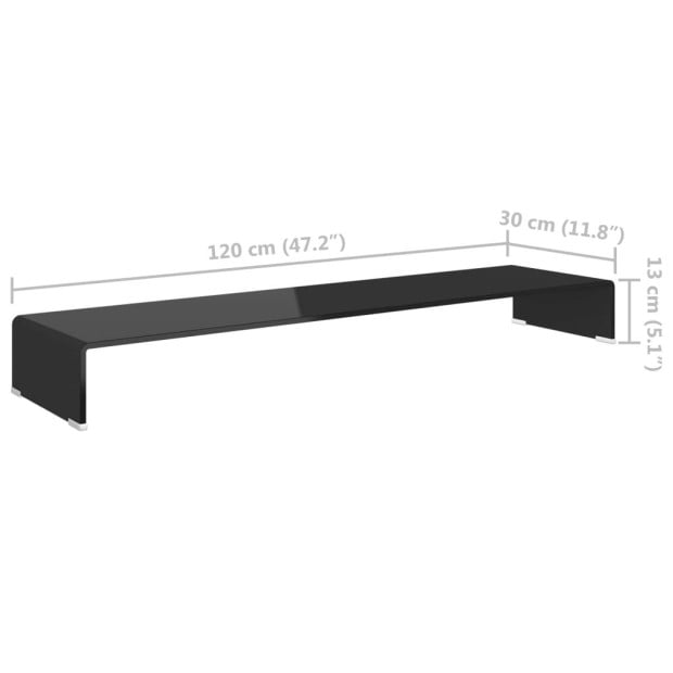 Tv Stand/monitor Riser Glass Black 120x30x13 Cm Image 6
