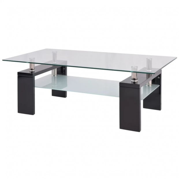 High-gloss Coffee Table With Lower Shelf 110x60x40 Cm Black