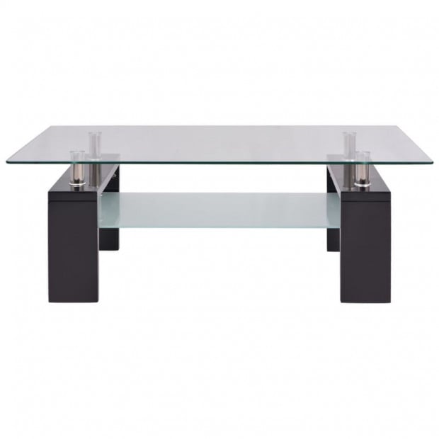 High-gloss Coffee Table With Lower Shelf 110x60x40 Cm Black Image 3