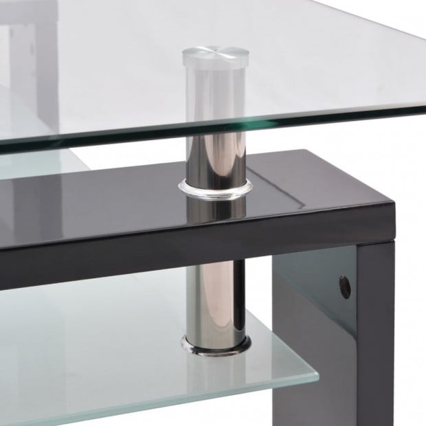 High-gloss Coffee Table With Lower Shelf 110x60x40 Cm Black Image 4
