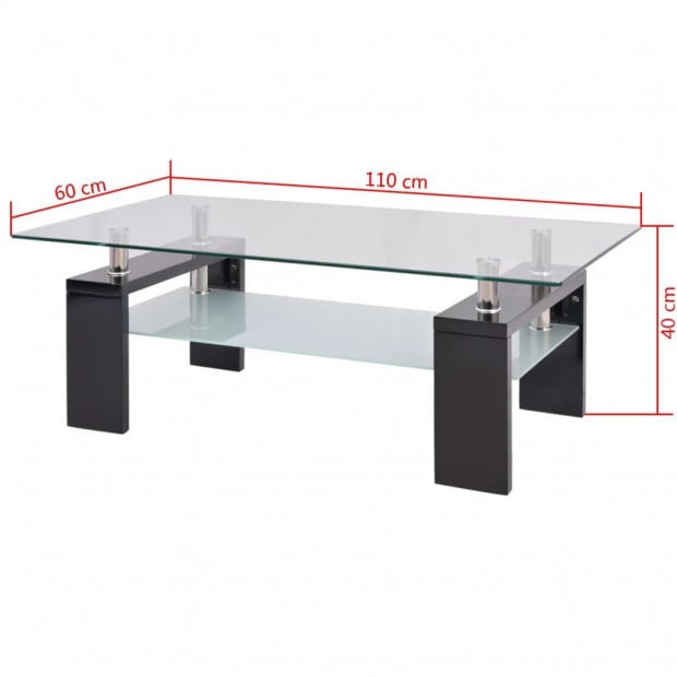 High-gloss Coffee Table With Lower Shelf 110x60x40 Cm Black Image 5