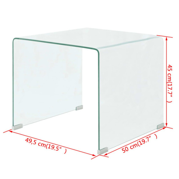 Coffee Table Tempered Glass 49.5x50x45 Cm Clear Image 6