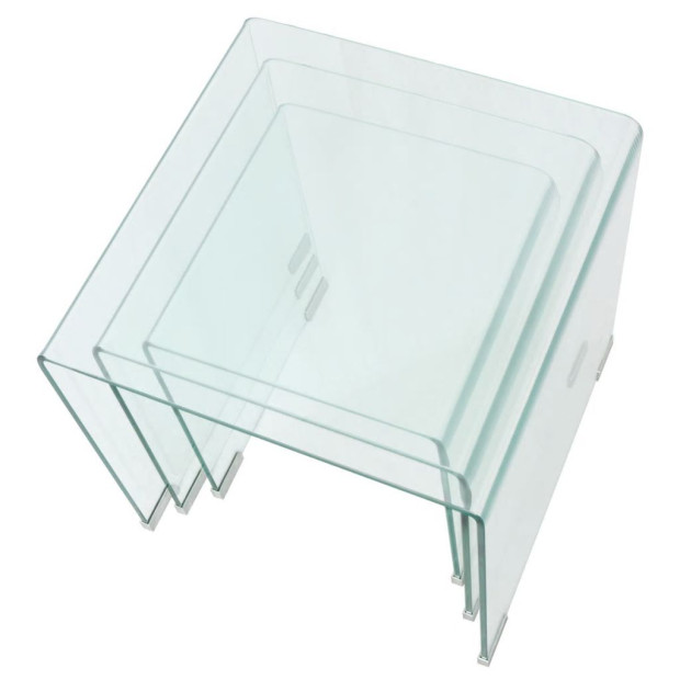Three Piece Nesting Table Set Tempered Glass Clear Image 4