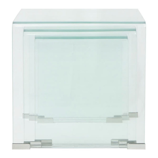 Three Piece Nesting Table Set Tempered Glass Clear Image 5