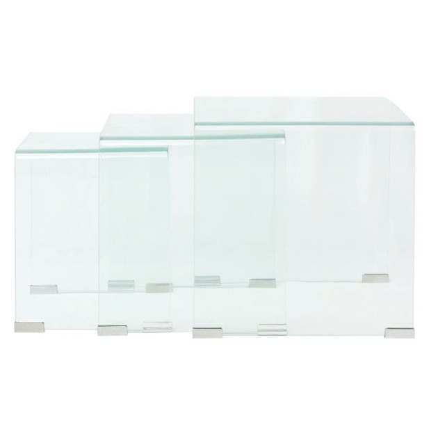 Three Piece Nesting Table Set Tempered Glass Clear Image 6