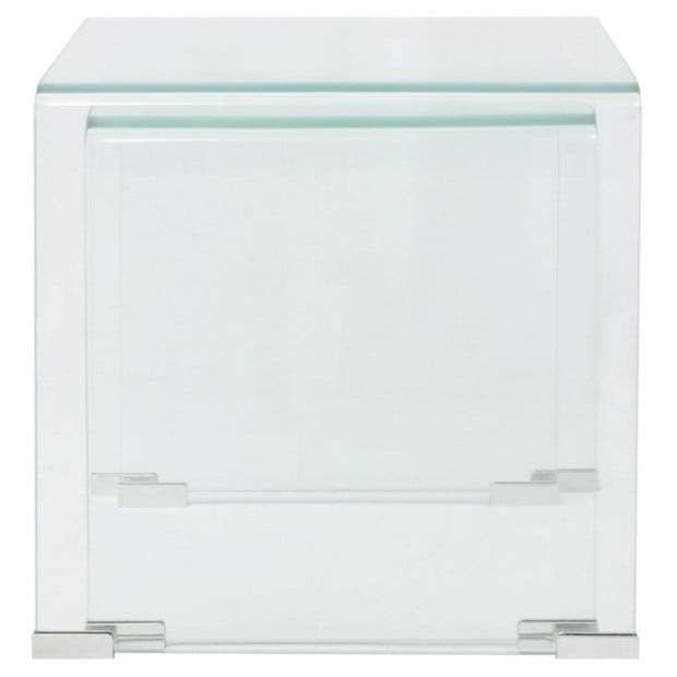 Two Piece Nesting Table Set Tempered Glass Clear Image 5