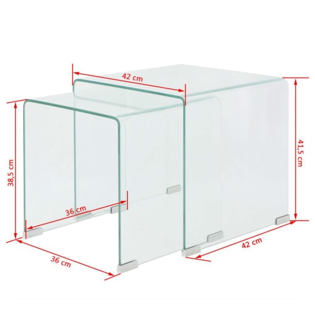 Two Piece Nesting Table Set Tempered Glass Clear Image 6