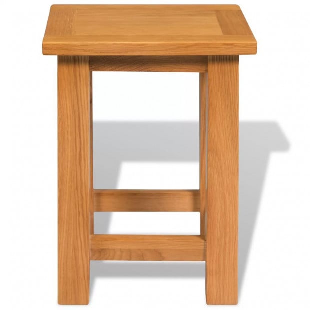 End Table 27x24x37 Cm Solid Oak Wood Image 2
