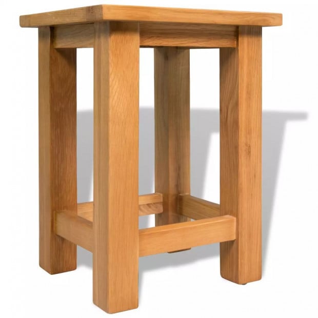 End Table 27x24x37 Cm Solid Oak Wood Image 3