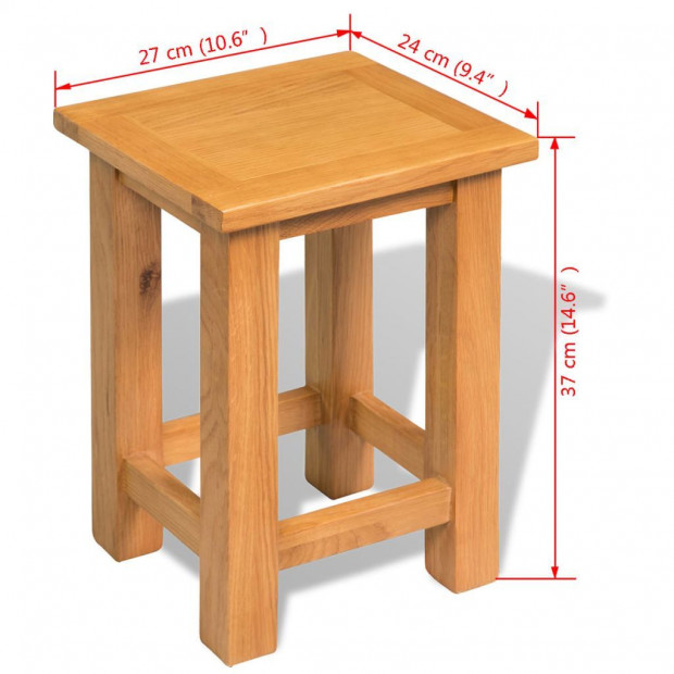 End Table 27x24x37 Cm Solid Oak Wood Image 5