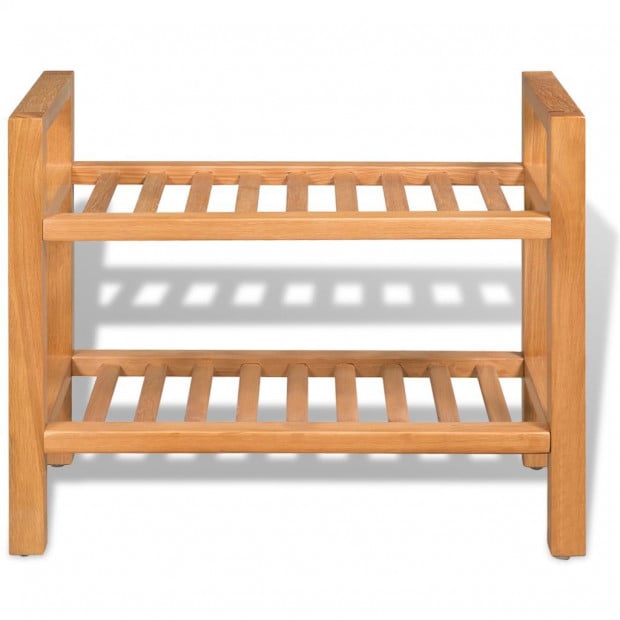 Shoe Rack With 2 Shelves 49,5x27x40 Cm Solid Oak Wood Image 2