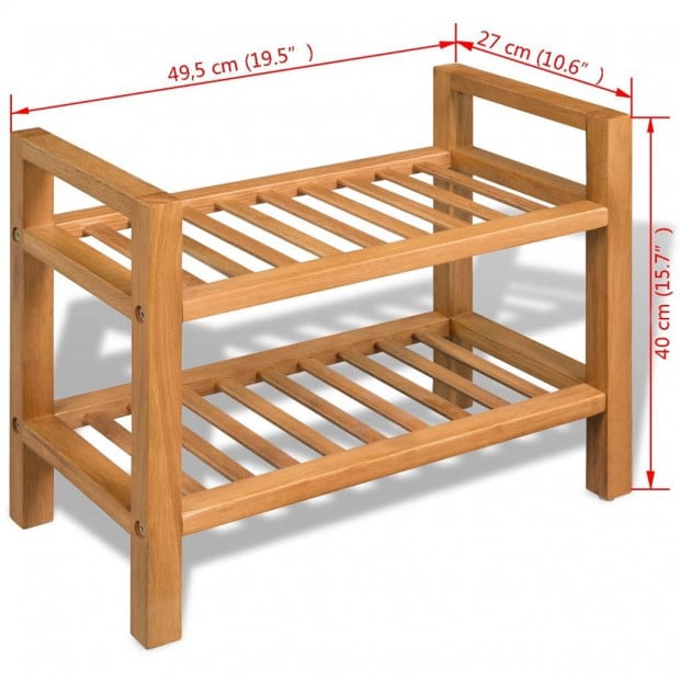 Shoe Rack With 2 Shelves 49,5x27x40 Cm Solid Oak Wood Image 5