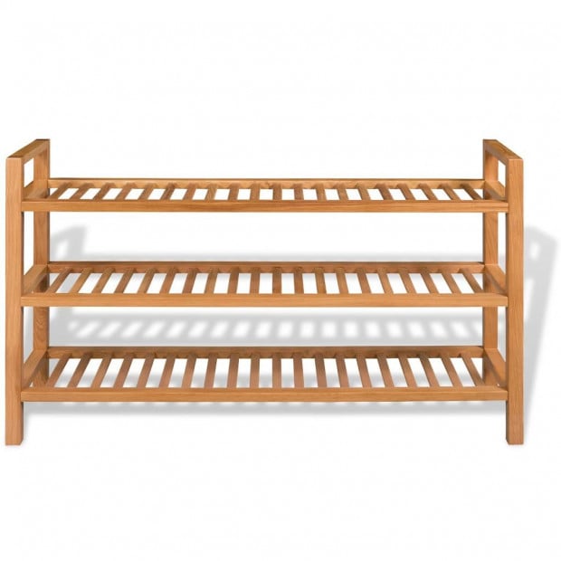 Shoe Rack With 3 Shelves 100x27x59,5 Cm Solid Oak Wood Image 2