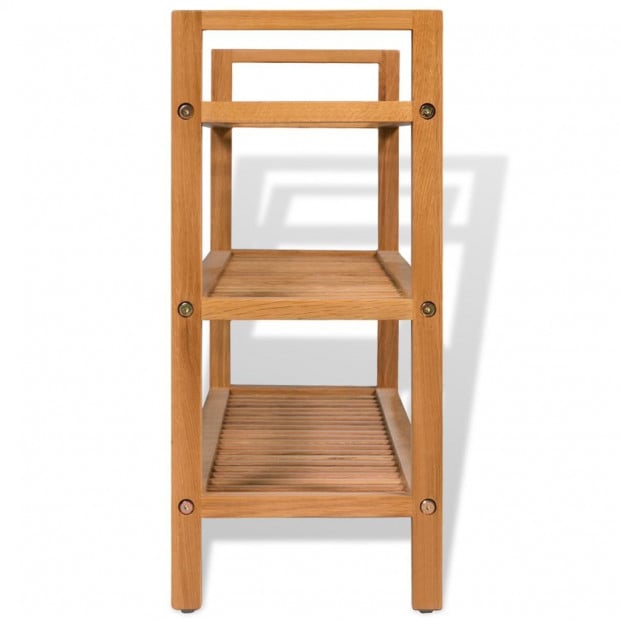Shoe Rack With 3 Shelves 100x27x59,5 Cm Solid Oak Wood Image 3