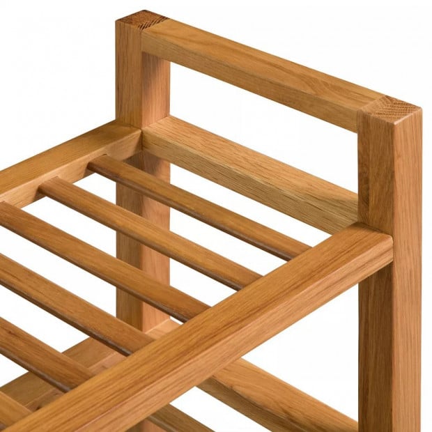 Shoe Rack With 3 Shelves 100x27x59,5 Cm Solid Oak Wood Image 4