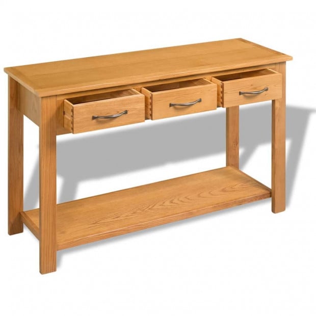 Console Table 118x35x77 Cm Solid Oak Wood Image 3