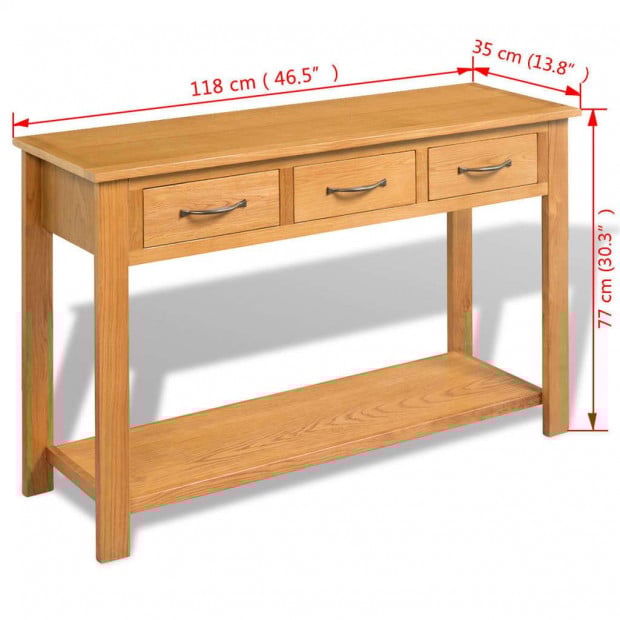 Console Table 118x35x77 Cm Solid Oak Wood Image 5