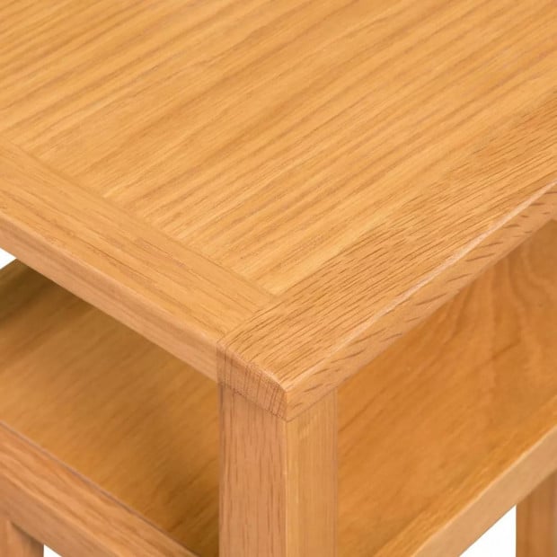End Table With Magazine Shelf 27x35x55 Cm Solid Oak Wood Image 5