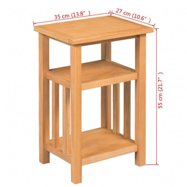 End Table With Magazine Shelf 27x35x55 Cm Solid Oak Wood Image 6