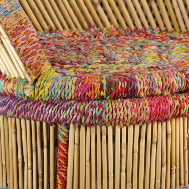 Bamboo Chair With Chindi Details Image 2