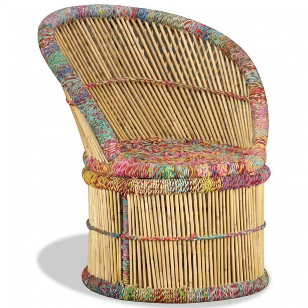Bamboo Chair With Chindi Details Image 3
