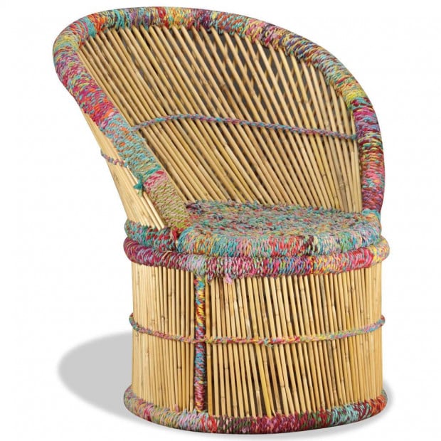 Bamboo Chair With Chindi Details Image 4