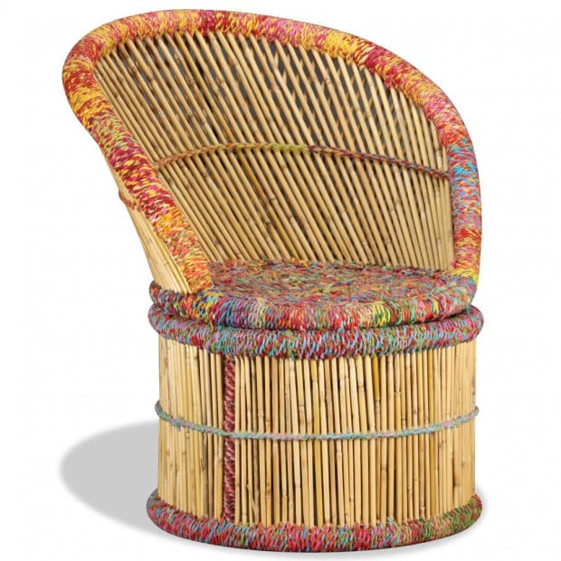 Bamboo Chair With Chindi Details Image 5