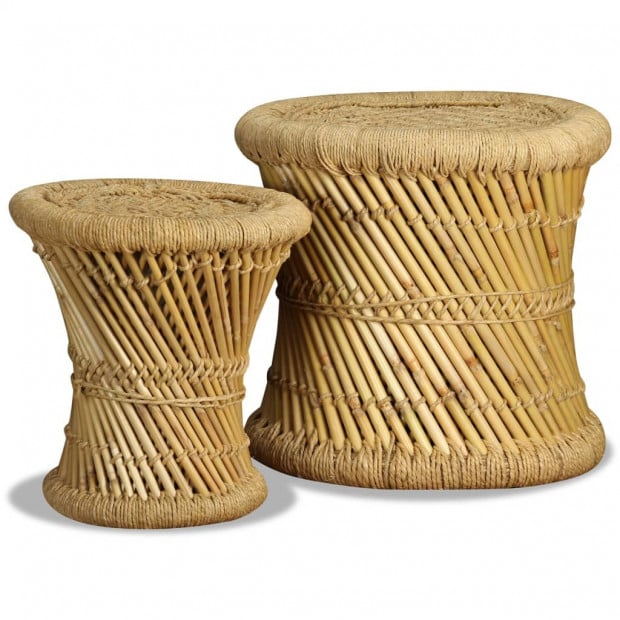 Stools 2 Pcs Bamboo And Jute Image 4