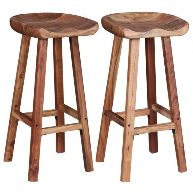 Bar Stools 2 Pcs Solid Acacia Wood 38x37x76 Cm Image 5