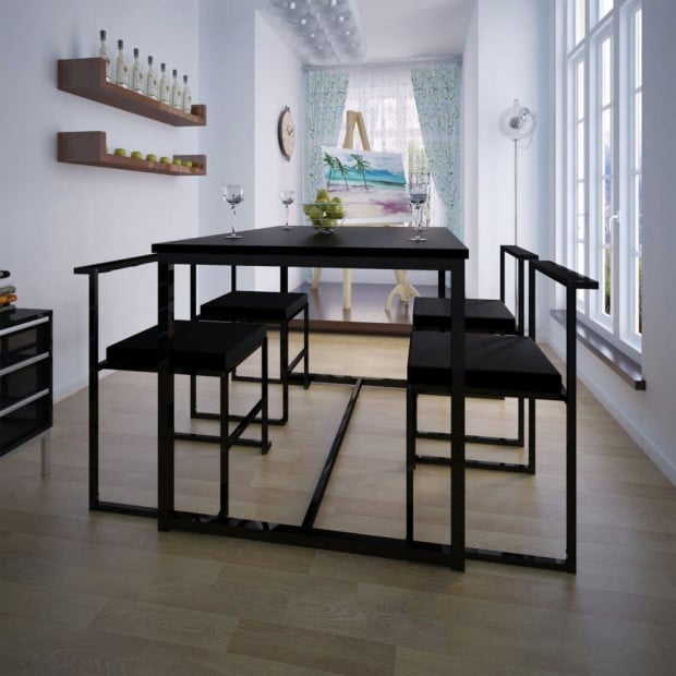 5 Piece Dining Table And Chair Set Black Image 2