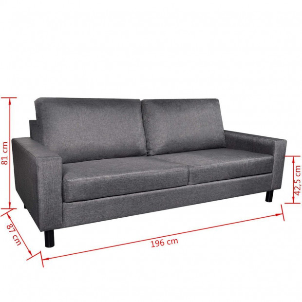 3-seater Sofa Dark Grey Fabric Image 6