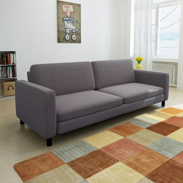 3-seater Sofa Dark Grey Fabric Image 2