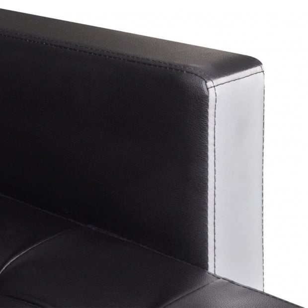 L-shaped Sofa Bed Faux Leather Black Image 8