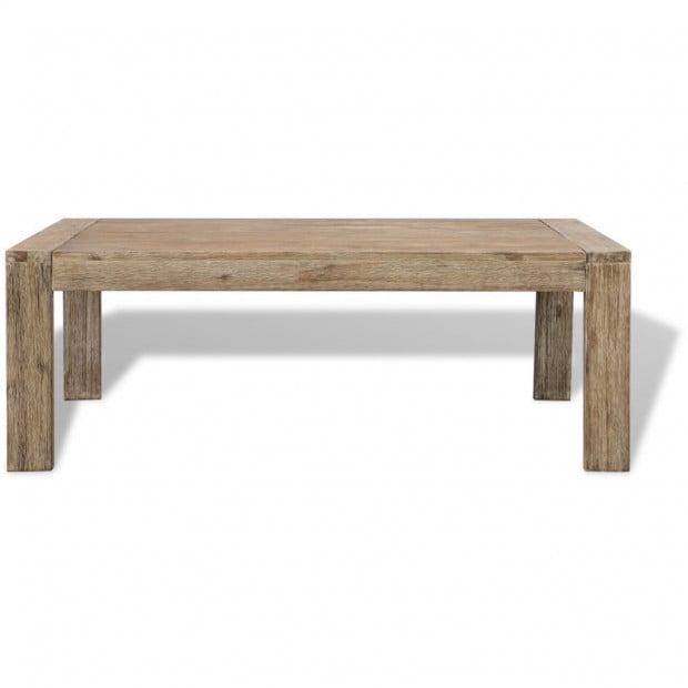 Coffee Table Solid Brushed Acacia Wood 110x60x40 Cm Image 3