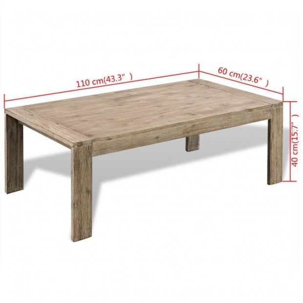 Coffee Table Solid Brushed Acacia Wood 110x60x40 Cm Image 6