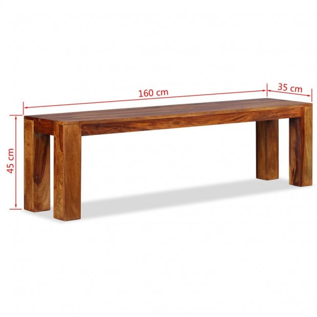 Bench Solid Sheesham Wood 160x35x45 Cm Image 8