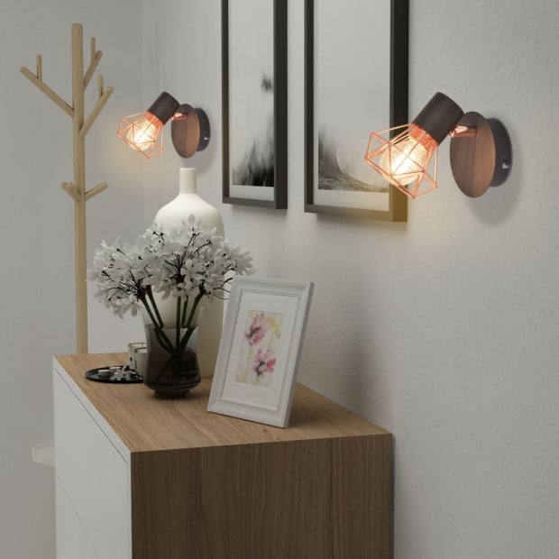 Wall Lamp 2 Pcs E14 Black And Copper Image 2