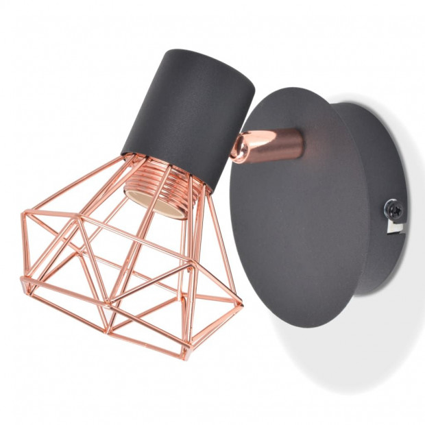 Wall Lamp 2 Pcs E14 Black And Copper Image 4