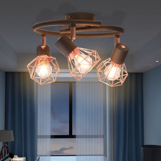 Ceiling Lamp With 3 Spotlights E14 Black And Copper Image 2