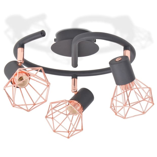 Ceiling Lamp With 3 Spotlights E14 Black And Copper Image 3