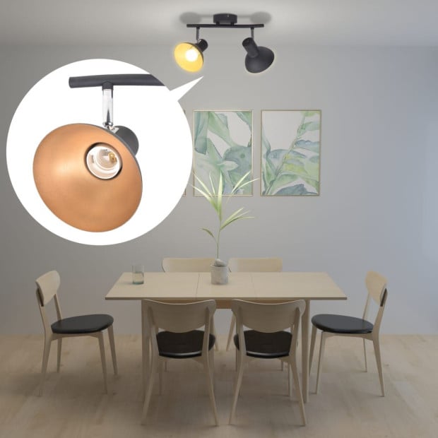 Ceiling Lamp For 2 Bulbs E27 Black And Gold Image 3