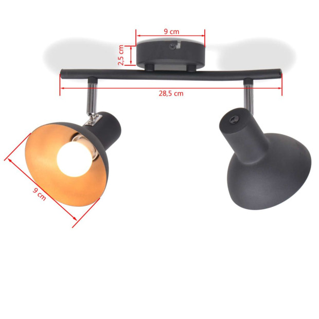 Ceiling Lamp For 2 Bulbs E27 Black And Gold Image 6