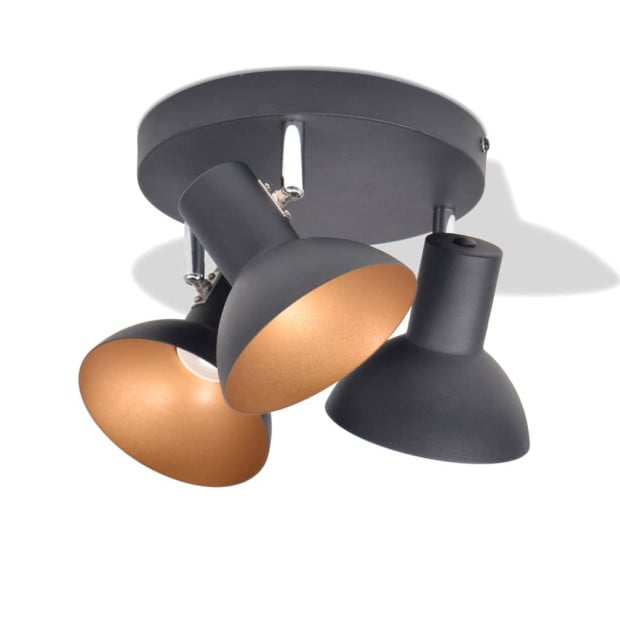 Ceiling Lamp For 3 Bulbs E27 Black And Gold Image 4
